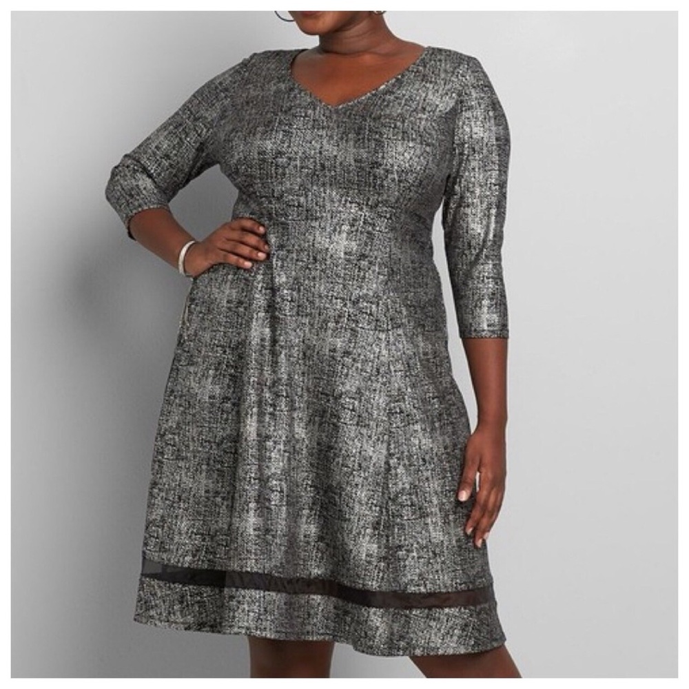 Lane Bryant Textured Fit Flare Dress